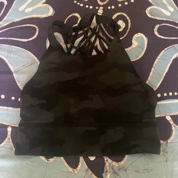 lululemon athletica Other - Lululemon Free to Be High-Neck Black Camo Longline Bra